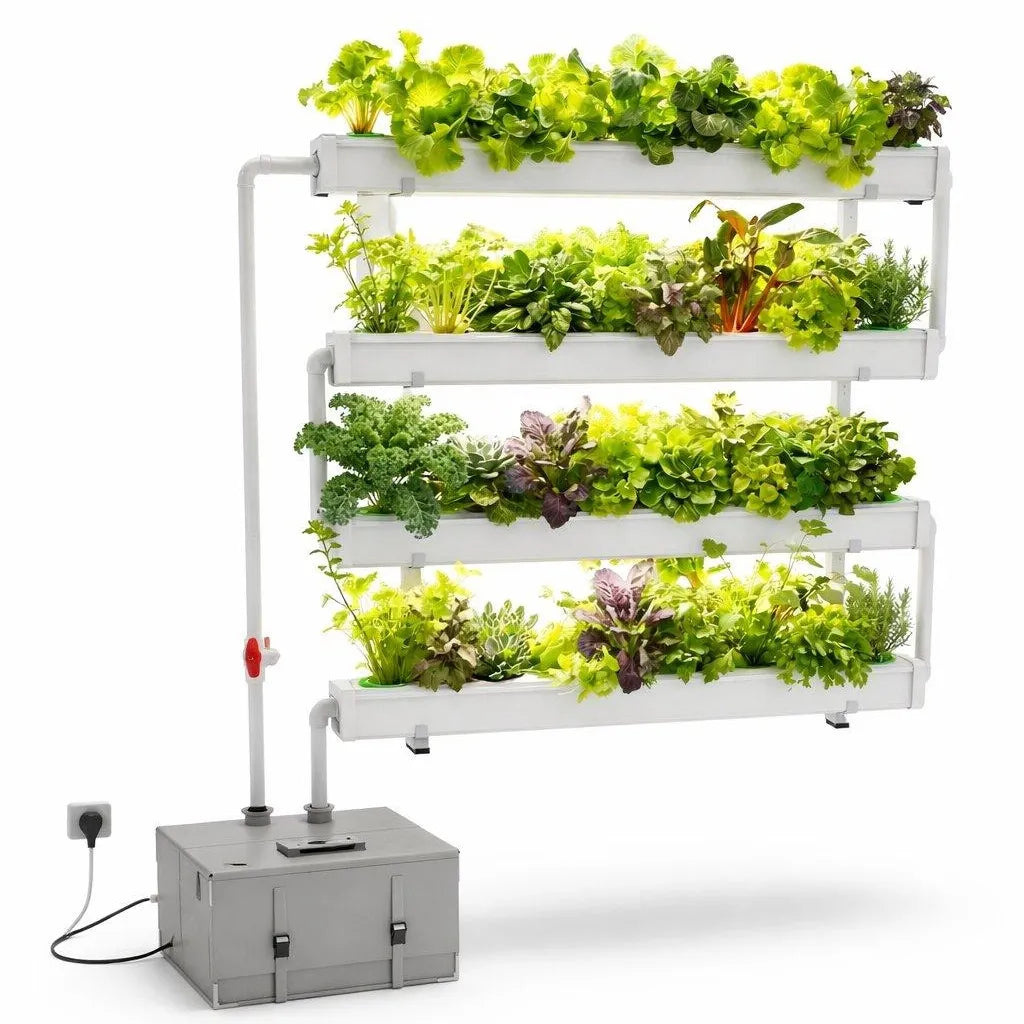 Wally Smart 32: wall-mounted hydroponic system with four planting channels.